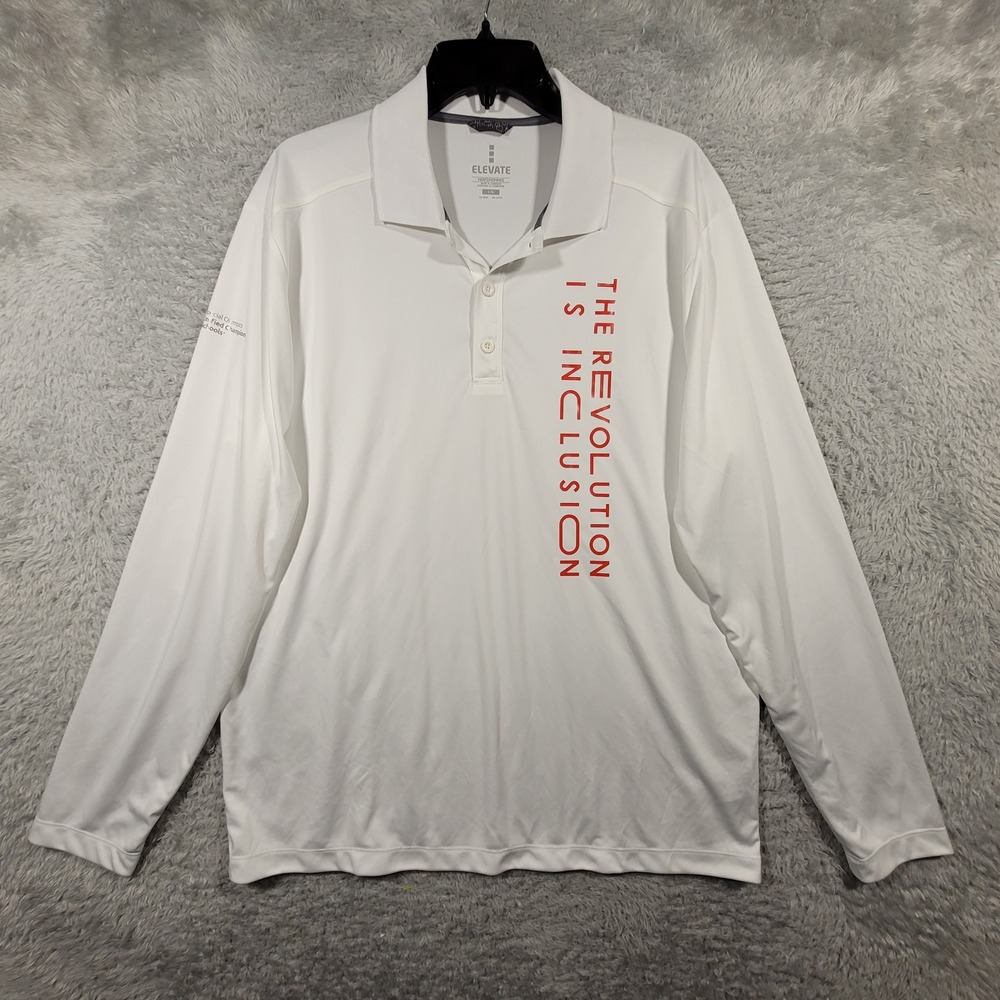 Elevate Long Sleeve Polo Shirt Mens Large White Special Olympics Inclusion